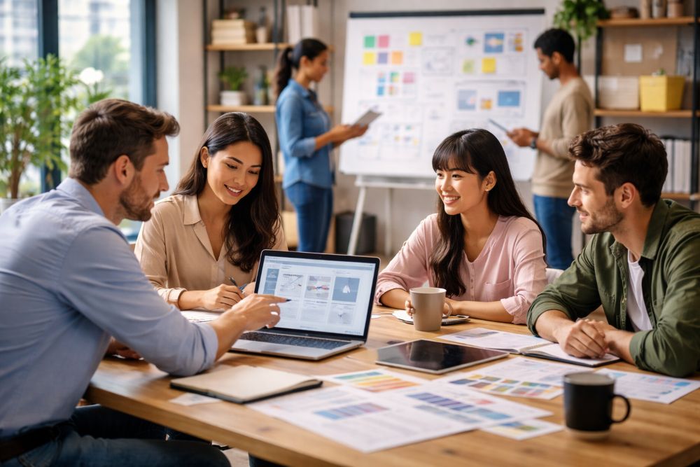 팀워크가 넘치는 오피스 회의