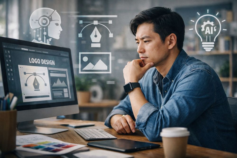 디자인 작업에 몰입한 디자이너