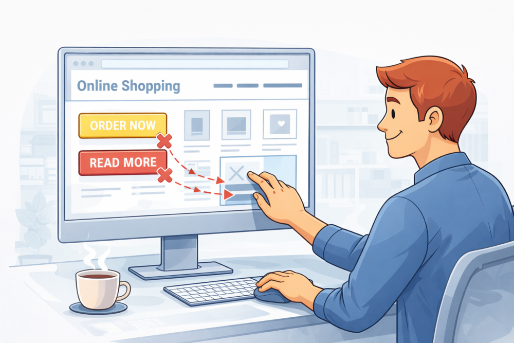 버튼 텍스트를 읽지 않는 사용자 UX 장면