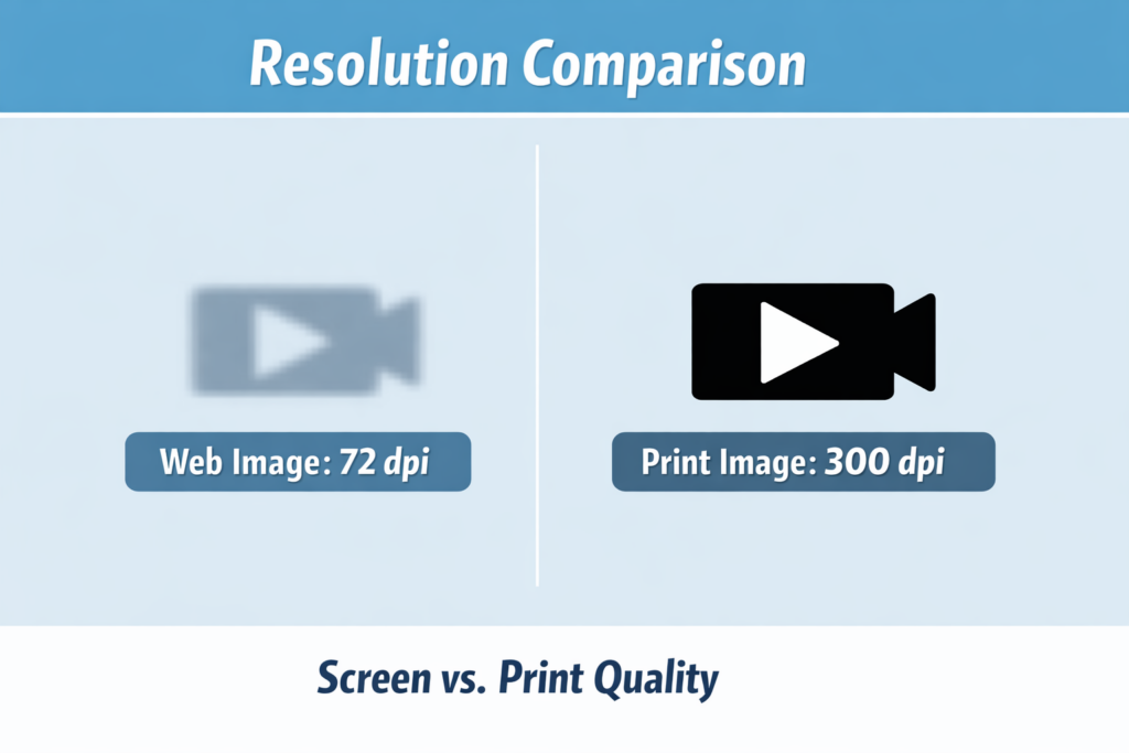 화면 대 인쇄 해상도 비교 인포그래픽