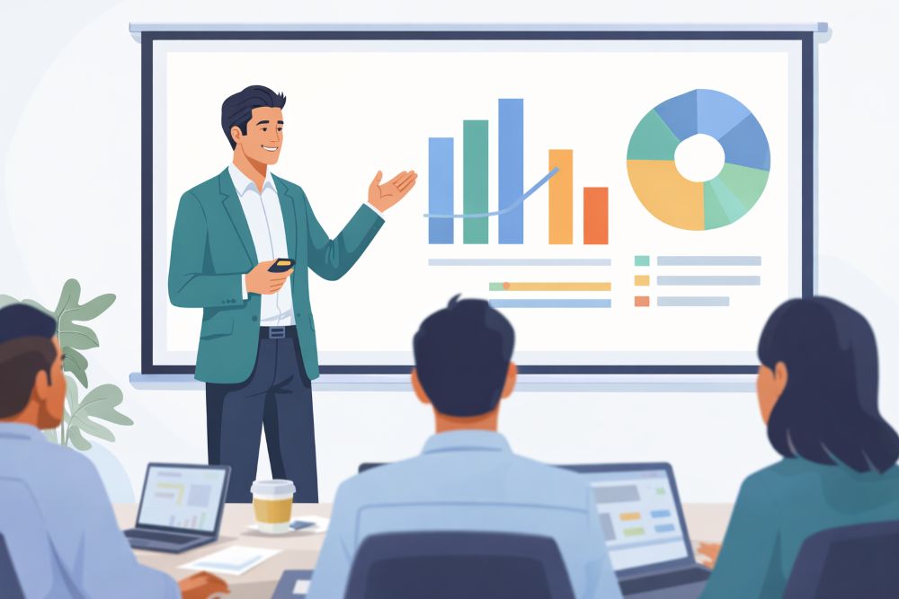 ppt 프리젠테이션하는 모습