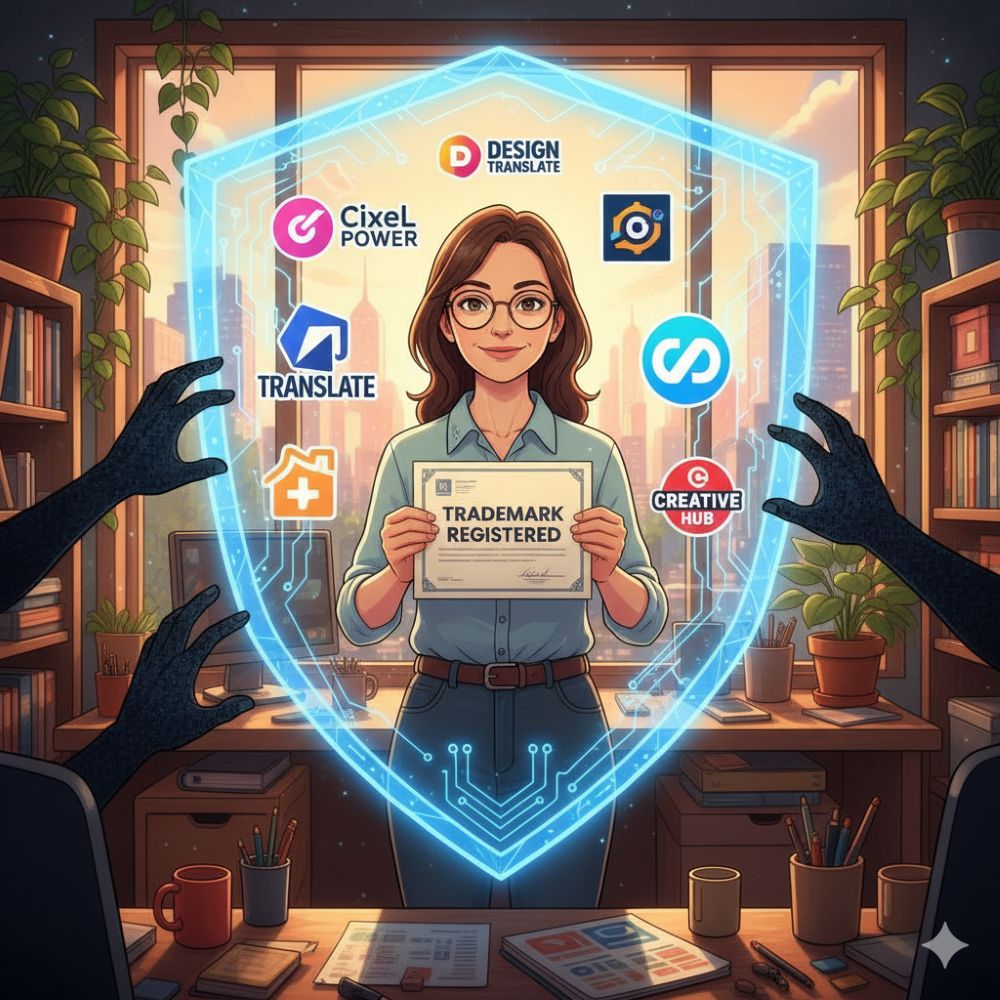 상표권 등록으로 로고를 단단히 보호하는 디자이너