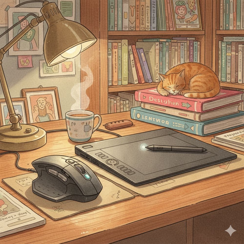 디자이너 추천 태블릿과 마우스 이미지