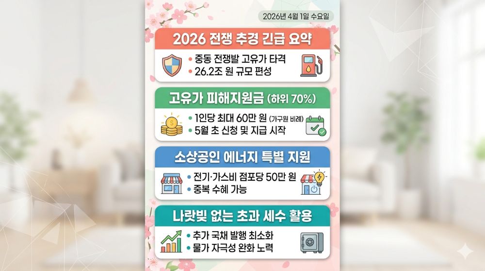 2026 전쟁 추경 26.2조 원 총정리
