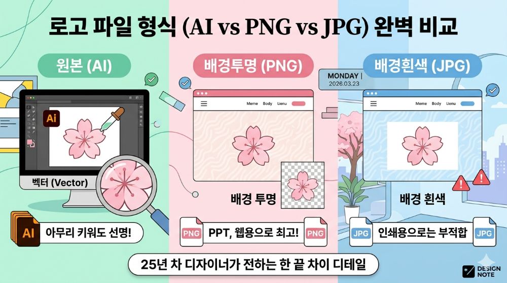 로고 파일 형식(AI, PNG, JPG) 완벽 비교 일러스트