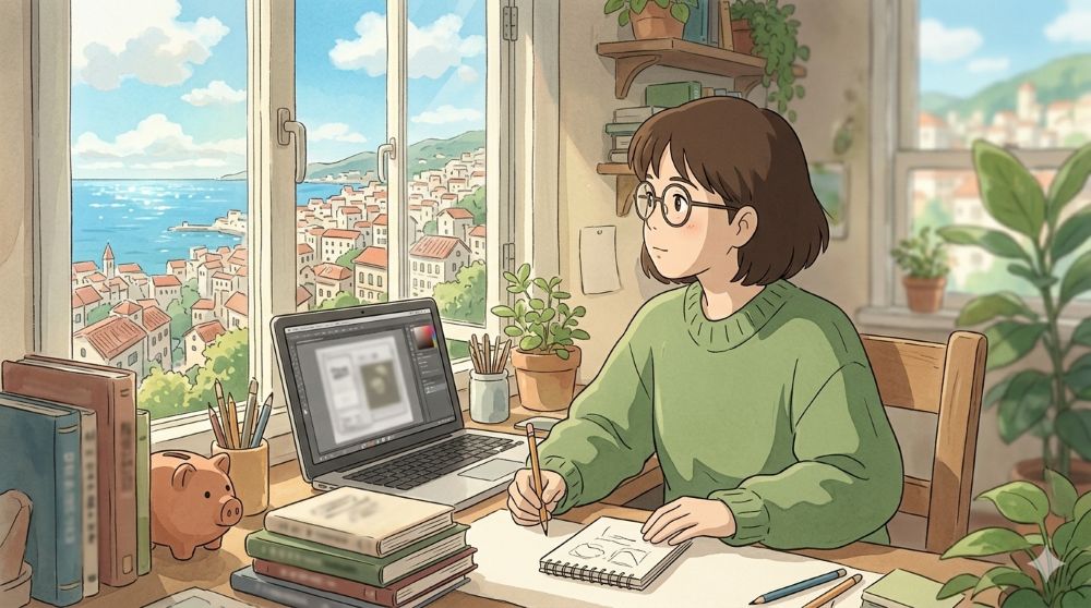 바다가 보이는 작업실, 25년 차 디자이너의 평온한 오후