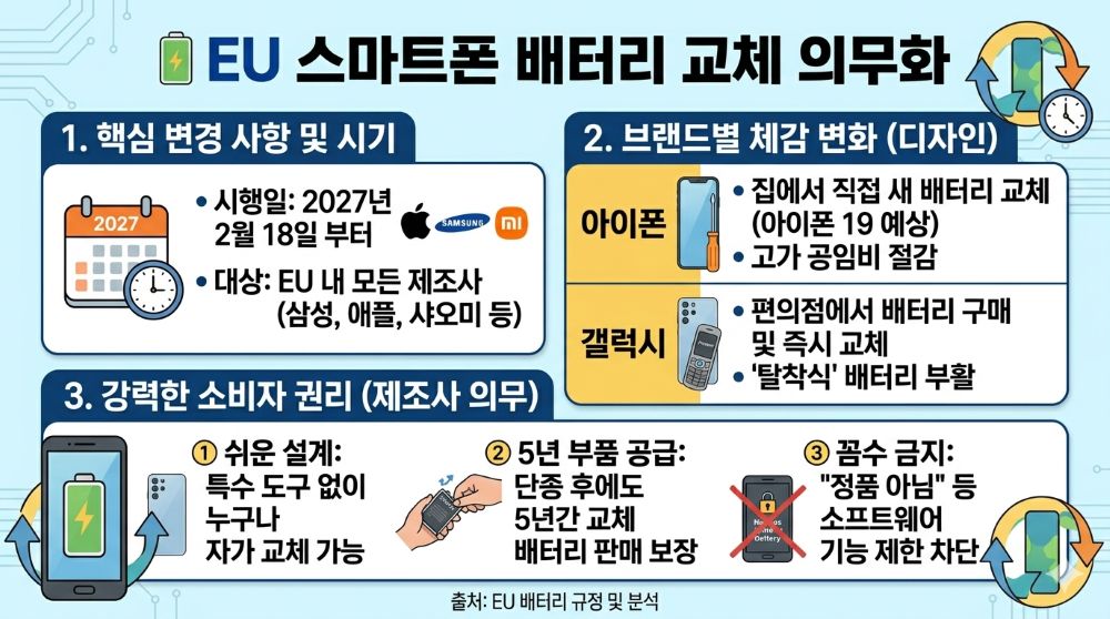 EU 스마트폰 배터리 교체 카드뉴스 이미지