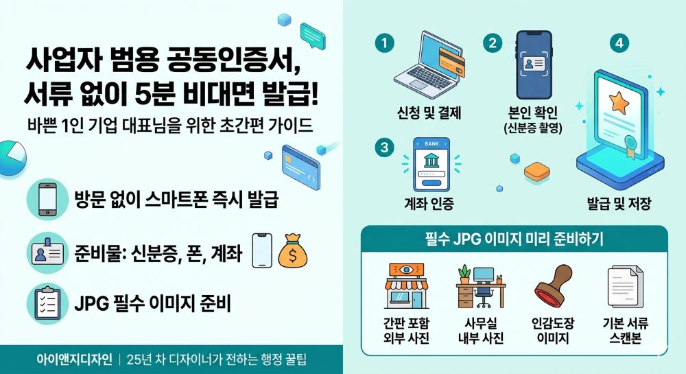 사업자범용 공동인증서 4분 비대면 발급 카드뉴스 이미지
