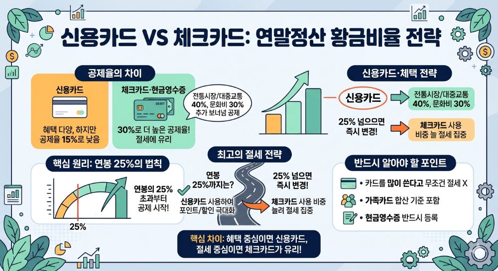 신용카드 vs 체크카드 연말정산 황금비율 전략 이미지