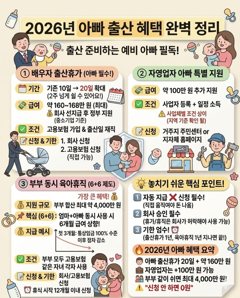 2026년 아빠 출산 혜택 완벽정리 카드 뉴스 이미지