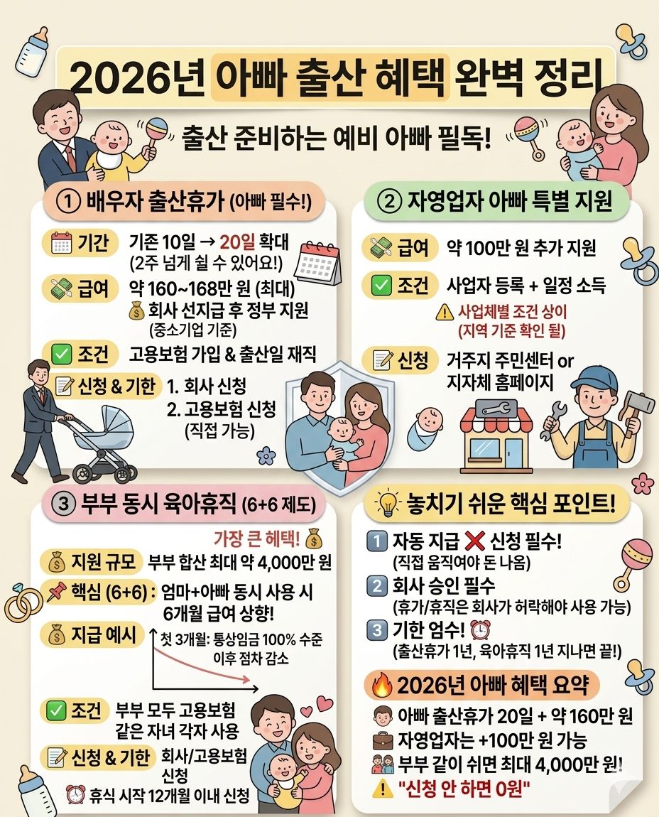 2026년 아빠 출산 혜택 완벽정리 카드 뉴스 이미지