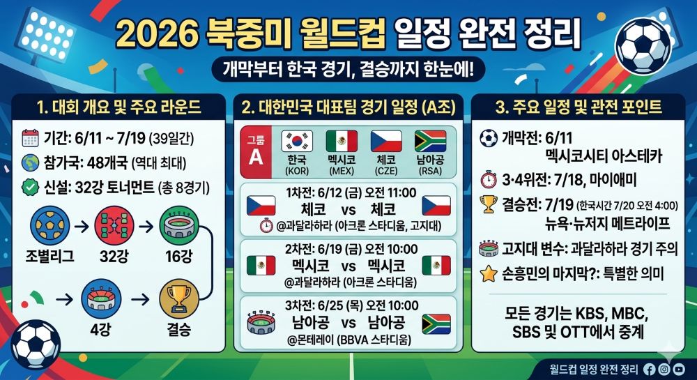 2026 북중미월드컵 일정 카드뉴스 이미지